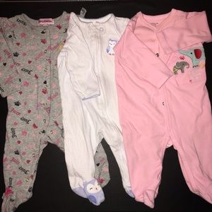 🎀 3-6 Month Baby Girl Cotton Footie PJ’s Lot 🎀